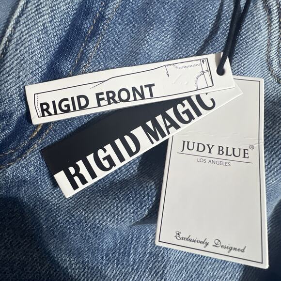 Judy Blue Jeans Womens Plus 15 32 Blue Denim Ridge front Stretch Distress NWT - Picture 12 of 15